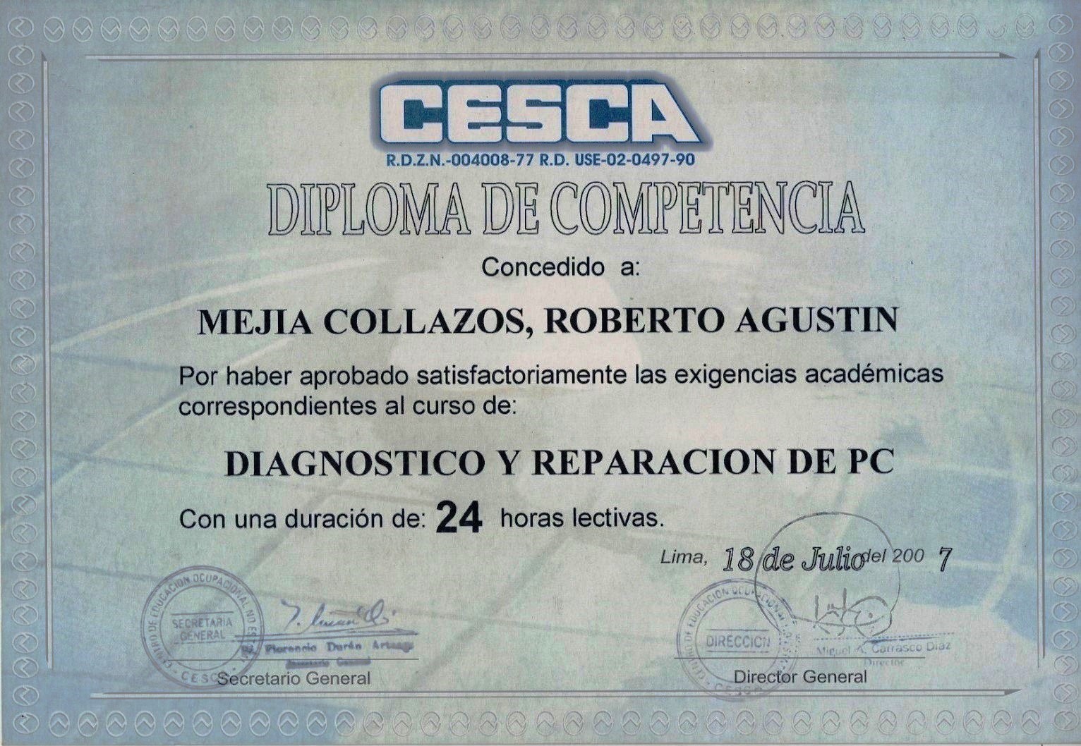 Certificado de Diagnóstico de Redes