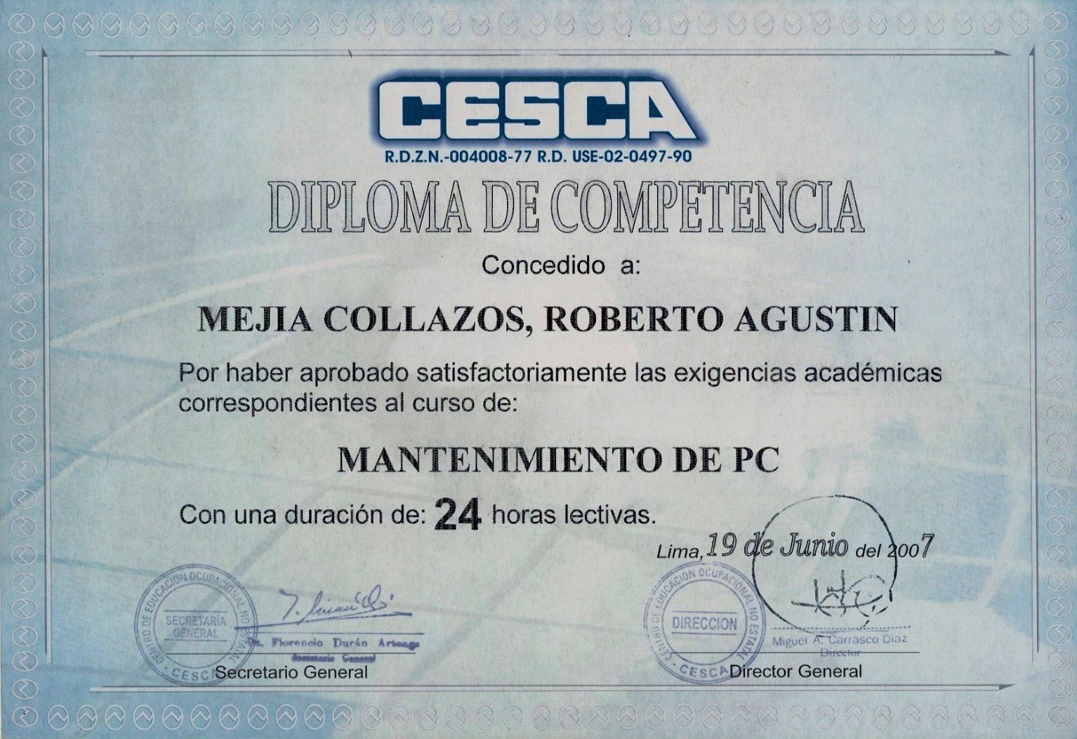 Certificado de Mantenimiento de PC