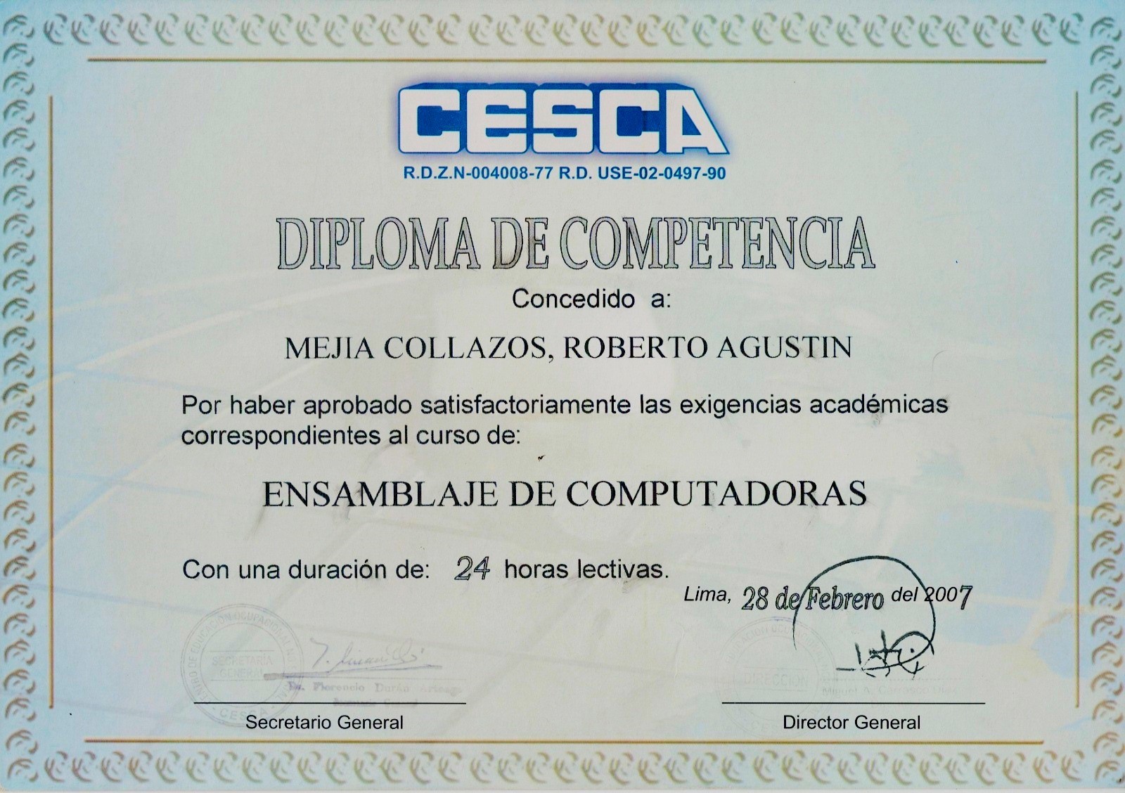 Certificado de Ensamblaje de PC
