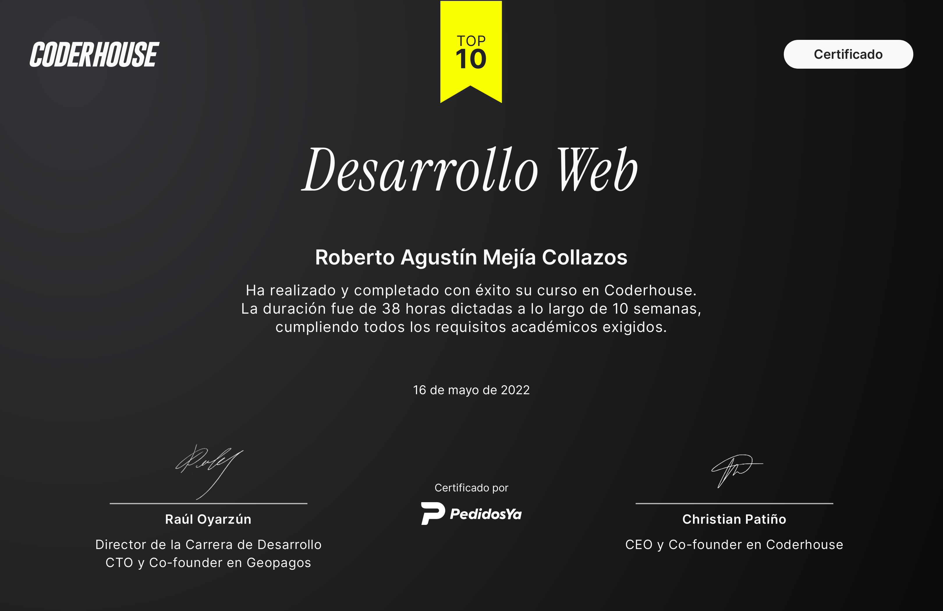 Certificado de Desarrollo Web
