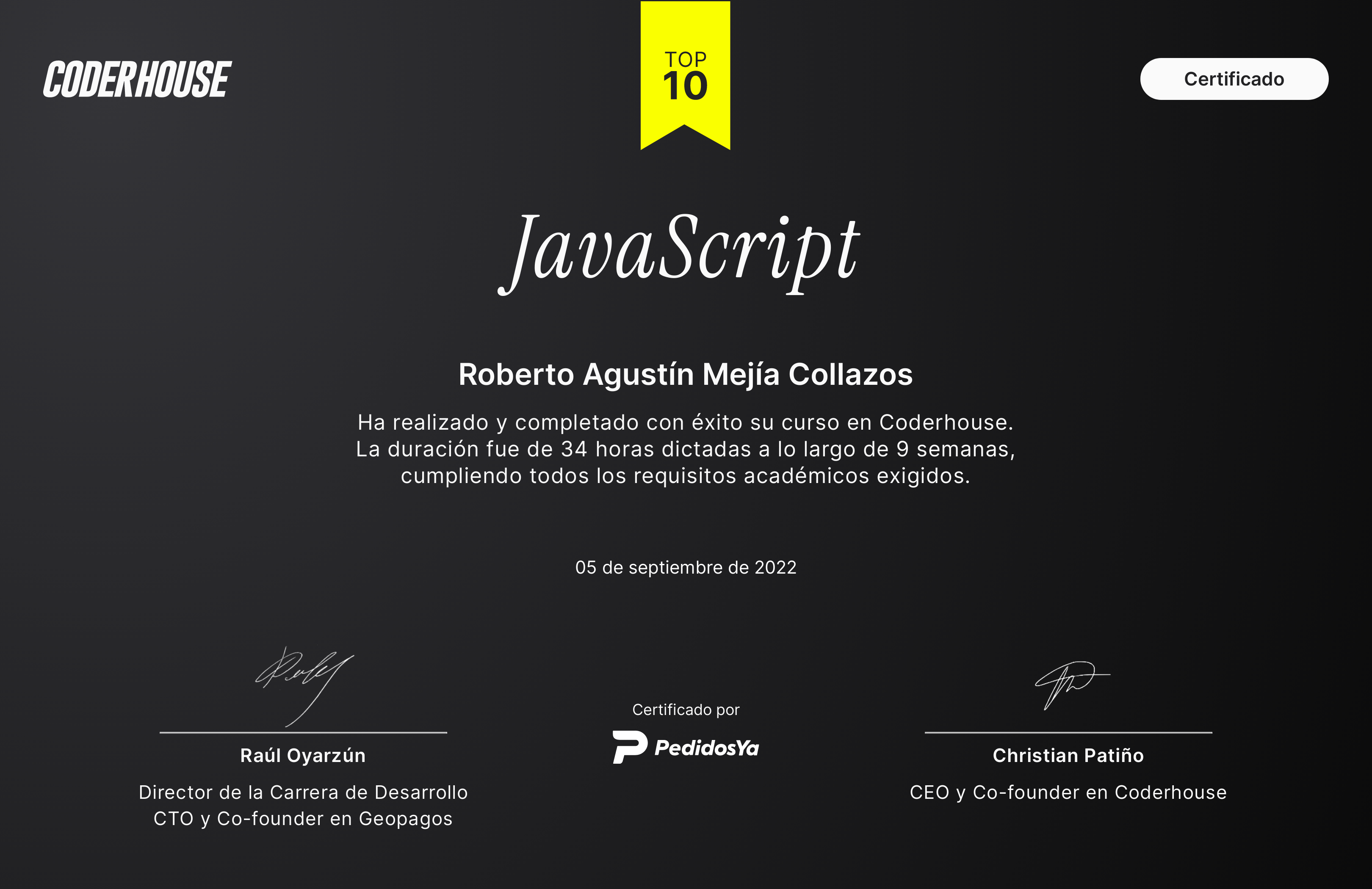 Certificado de Javascript