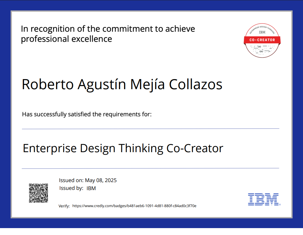 Certificado de Cocreador del pensamiento de diseño empresarial