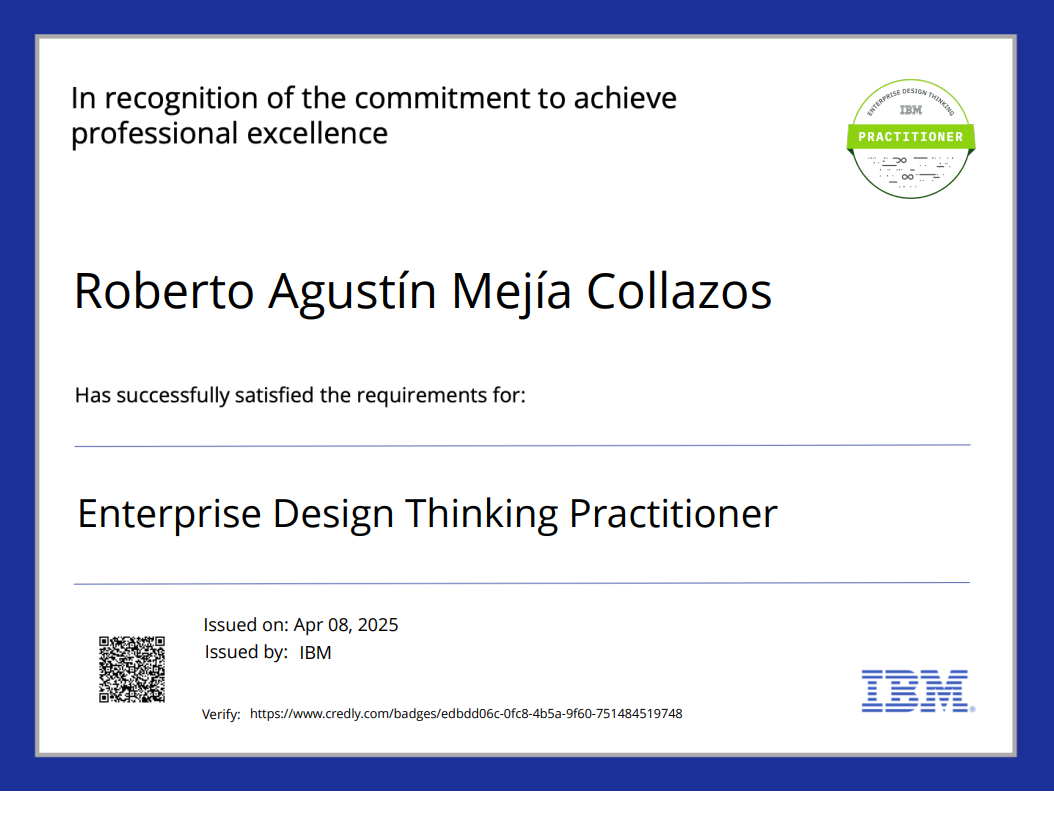 Certificado de Practicante de Design Thinking Empresarial